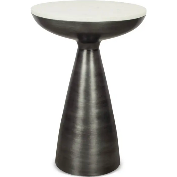 Fontaine Side Table in Aluminum/Marble