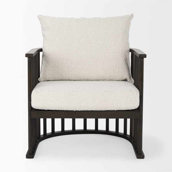 Kopoki Accent Chair in White Boucle/Dark Brown
