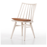 Lewis Windsor Chair in Off White + Whiskey Saddle Cushion