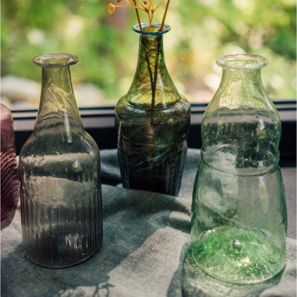 Recycled Glass Bottle Vase - Green