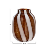 Brown and White Glass Vase