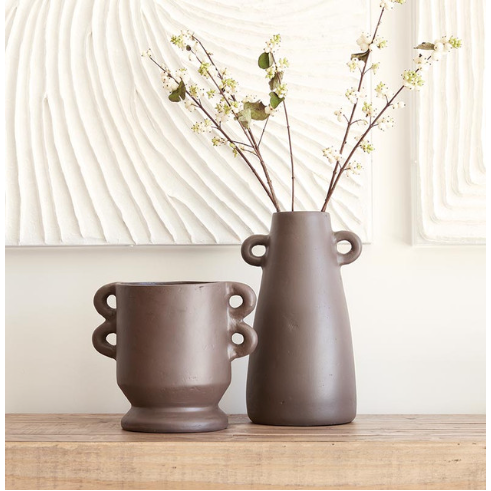 Tall Paper Mache Vase - Brown