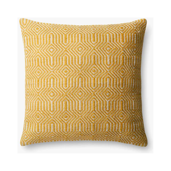 Cindy Outdoor Cushion 22" x 22" in Yellow/Ivory