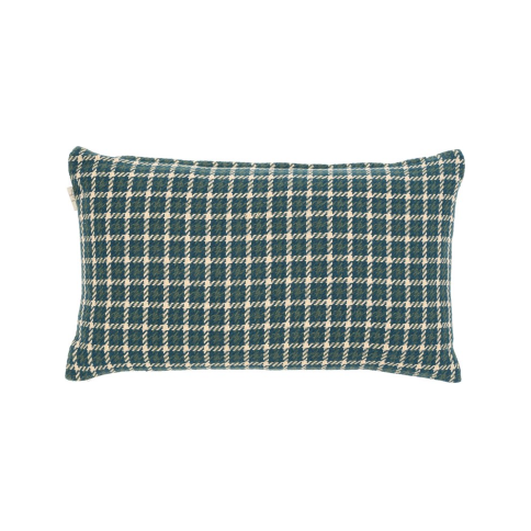 Houndstoth Cushion in Teal