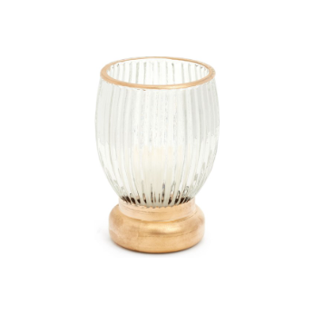 Ribbed Glass Gold Vase