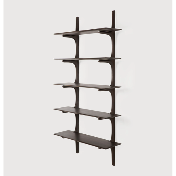 PI Wall Shelf in Mahogany Dark Brown - 5 Shelves