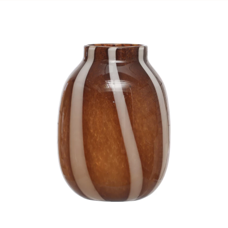 Brown and White Glass Vase