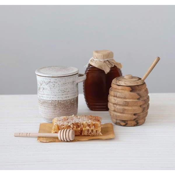 Honey Jar with Wood Honey Dipper