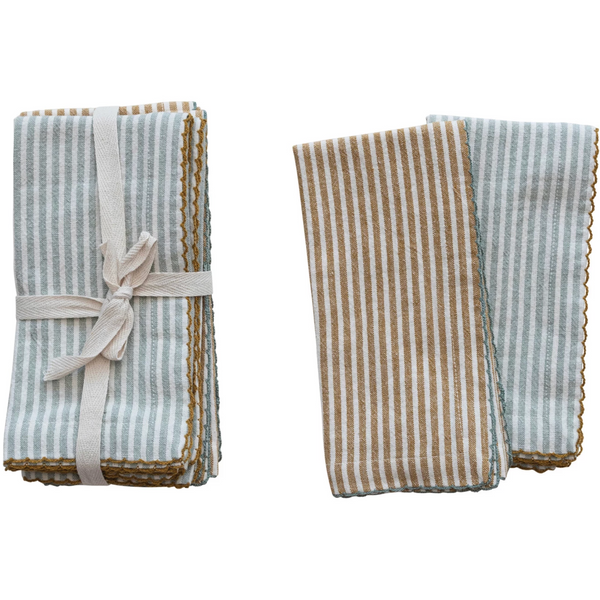 Cotton Napkins w/ Stripes, 2 Colours, Set of 4