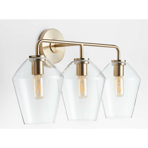 Arren Brass 3-Light Wall Sconce with Clear Angled Shades