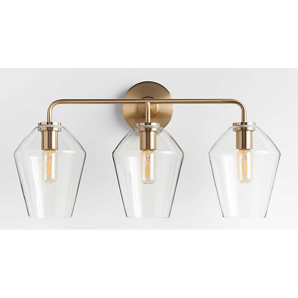 Arren Brass 3-Light Wall Sconce with Clear Angled Shades