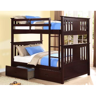Full / Full Bunk Bed (no drawers) - Espresso