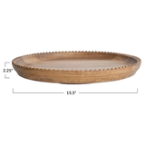 Mango Wood Lazy Susan w/ Scalloped Edge, Natural