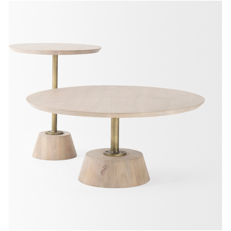 Maxwell Pedestal Coffee Table in Light Wood