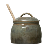 Honey Jar with Wood Honey Dipper, Set of 2