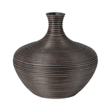 Colombo Ribbed Resin Wide Bulb Vase in Brown