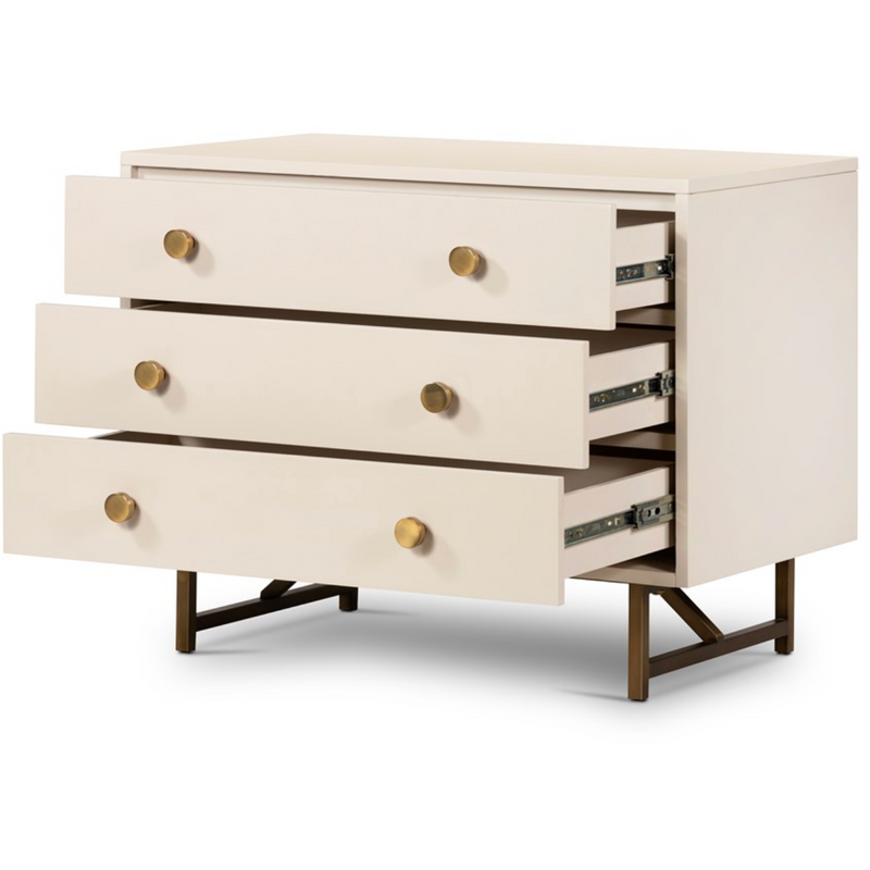 Van 3 Drawer Nightstand in Alabaster