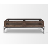 Arelius Rectangular Coffee Table in Medium Brown Wood