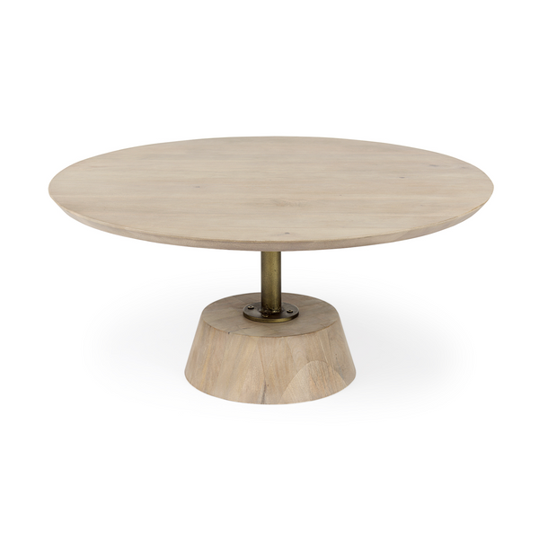 Maxwell Pedestal Coffee Table in Light Wood