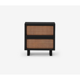 Stadium Double Drawer Nightstand in Black Oak