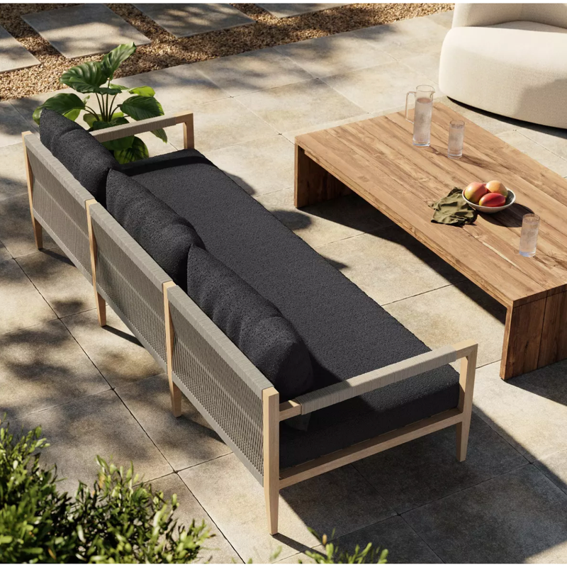 Sherwood Outdoor Sofa in Washed Brown/FIQA Boucle Slate