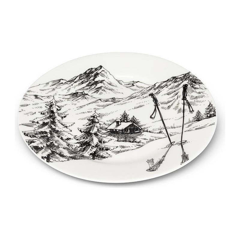 Ski Scenery Sketch Small Plate