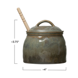 Honey Jar with Wood Honey Dipper, Set of 2