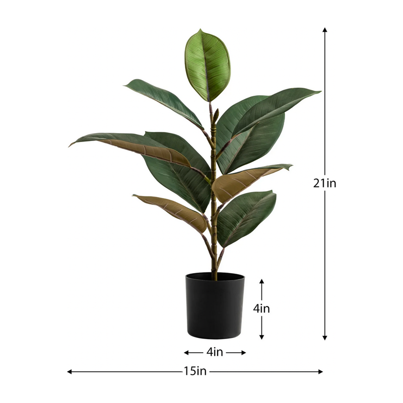 Rubber Tree 21h" Faux Potted Plant