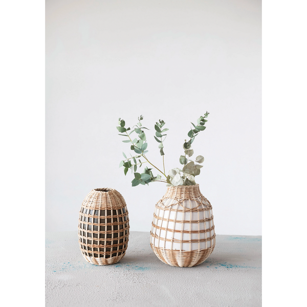 Seagrass and Bamboo Wrapped Vase