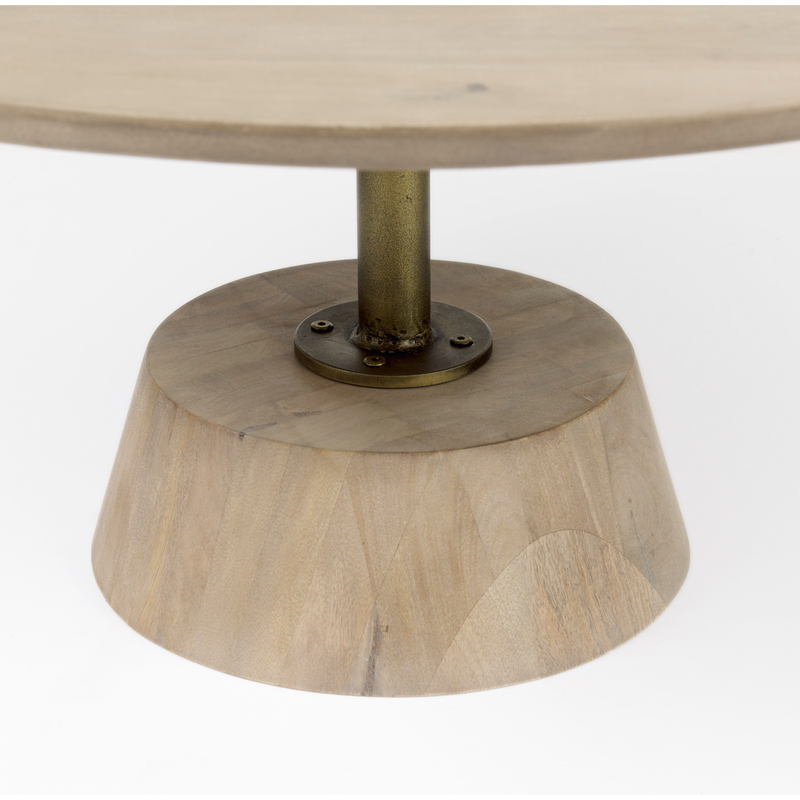 Maxwell Pedestal Coffee Table in Light Wood