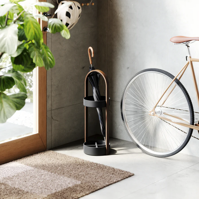 Bellwood Umbrella Stand in Black and Walnut