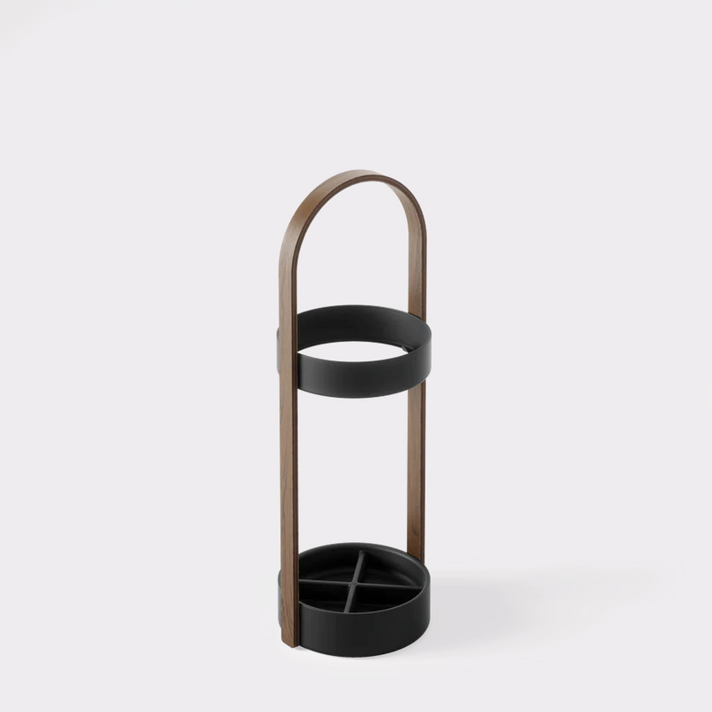 Bellwood Umbrella Stand in Black and Walnut