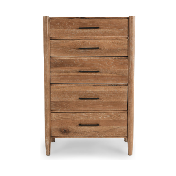 Fabio 5 Drawer Chest in Natural Wood