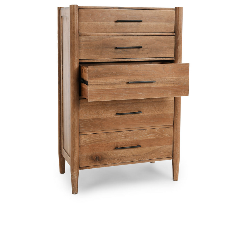Fabio 5 Drawer Chest in Natural Wood