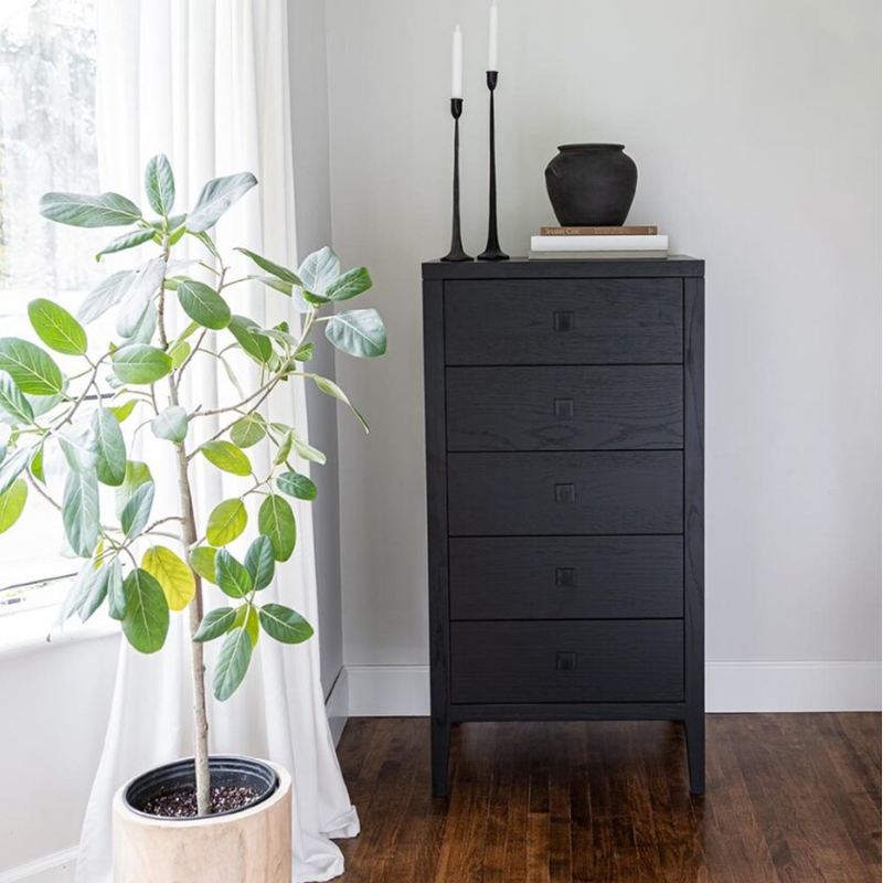 Hara 5 Drawer Tall Dresser in Black