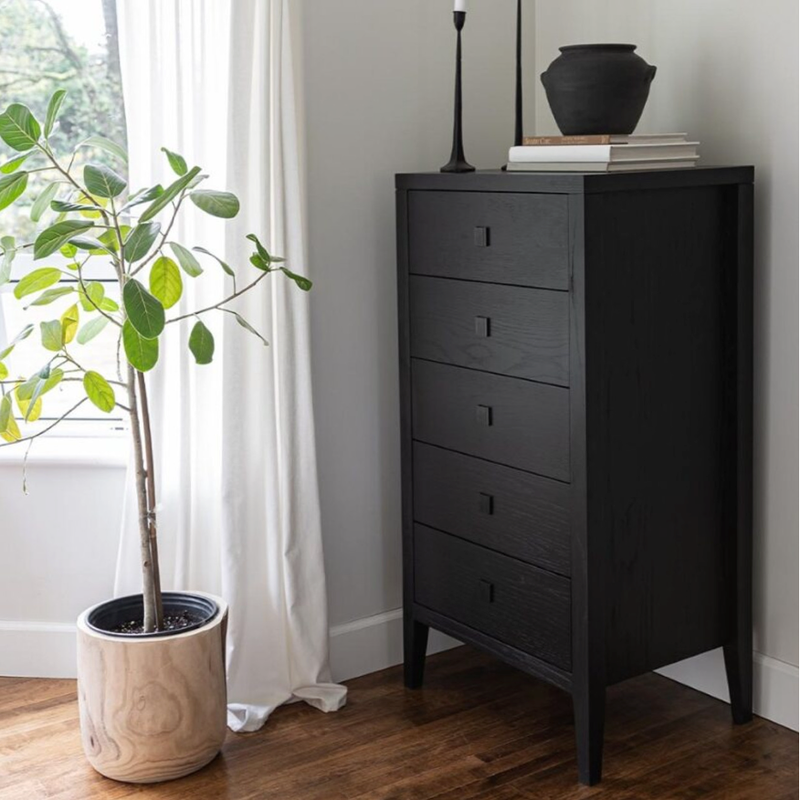 Hara 5 Drawer Tall Dresser in Black