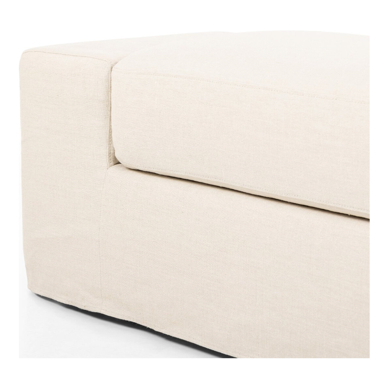 Wide Arm Slipcover Accent Bench in Brussels Natural Fabric