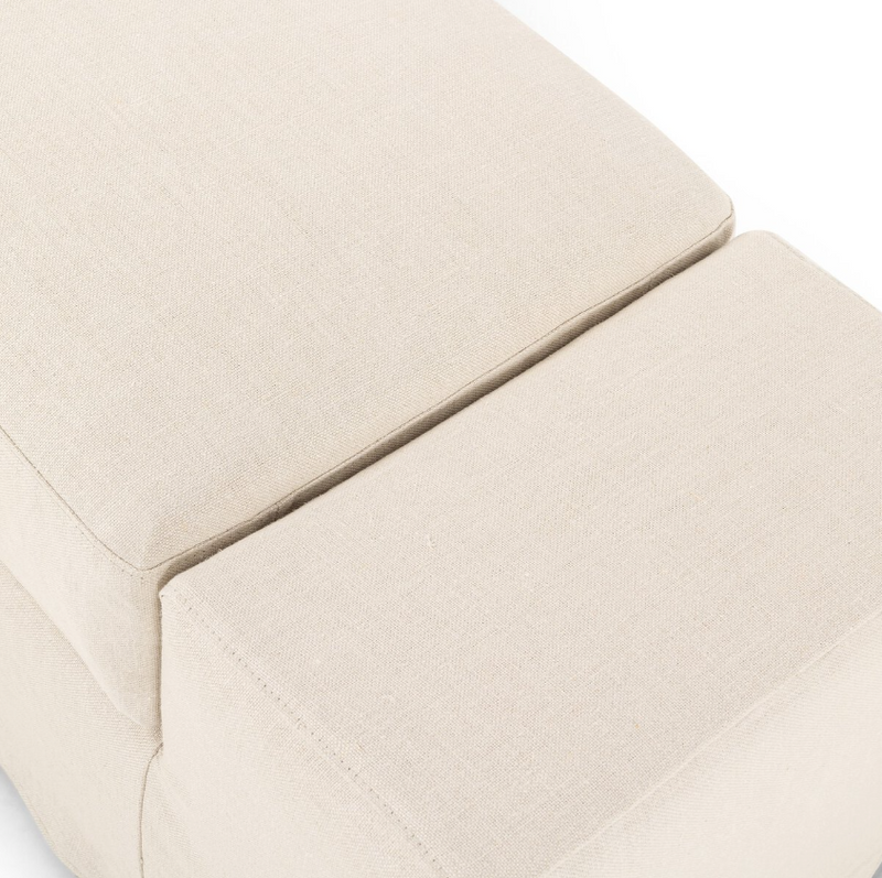 Wide Arm Slipcover Accent Bench in Brussels Natural Fabric