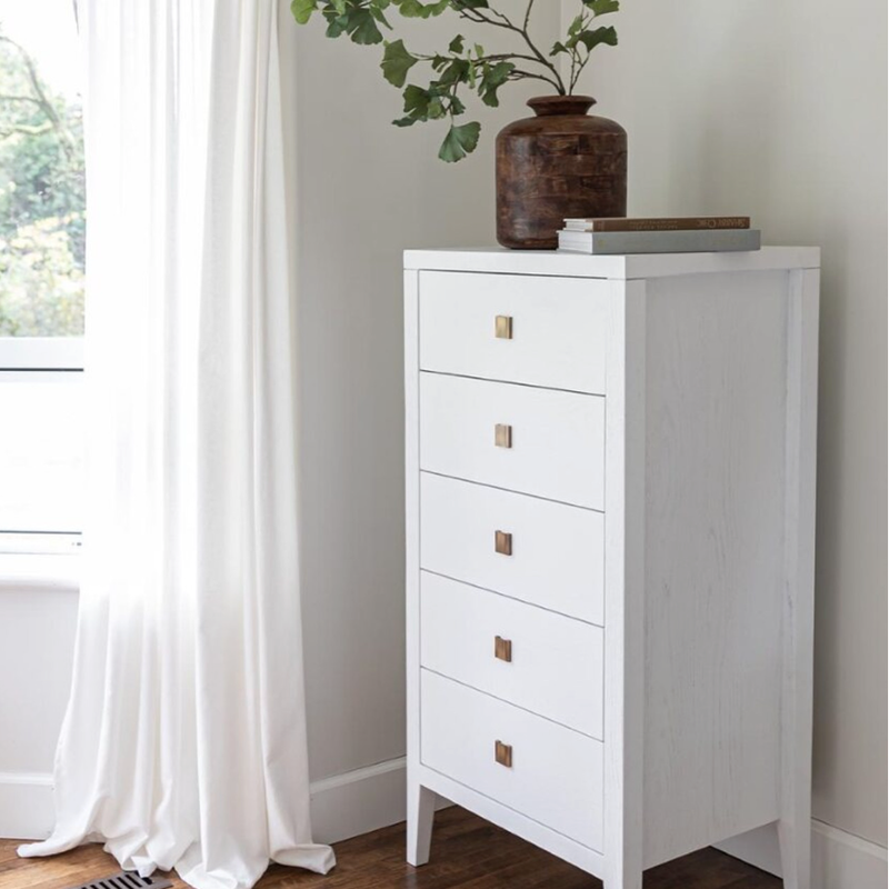 Hara 5 Drawer Tall Dresser in White