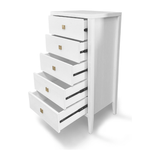 Hara 5 Drawer Tall Dresser in White