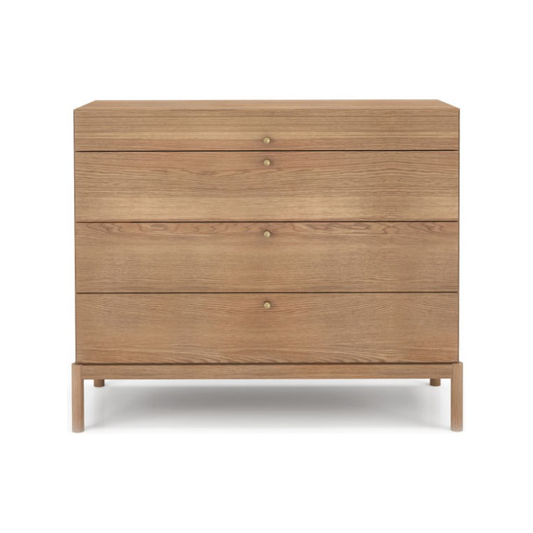 Lawrence 4 Drawer Chest in Noce Oak with Brass Handles