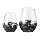 Reena Black Woven Candle Holder