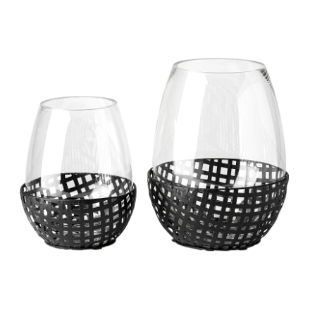 Reena Black Woven Candle Holder