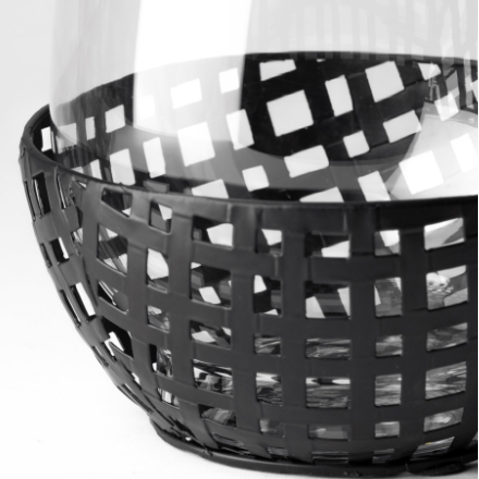 Reena Black Woven Candle Holder