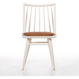 Lewis Windsor Chair in Off White + Whiskey Saddle Cushion