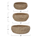 Grass &amp; Date Leaf Baskets, Set Of Three