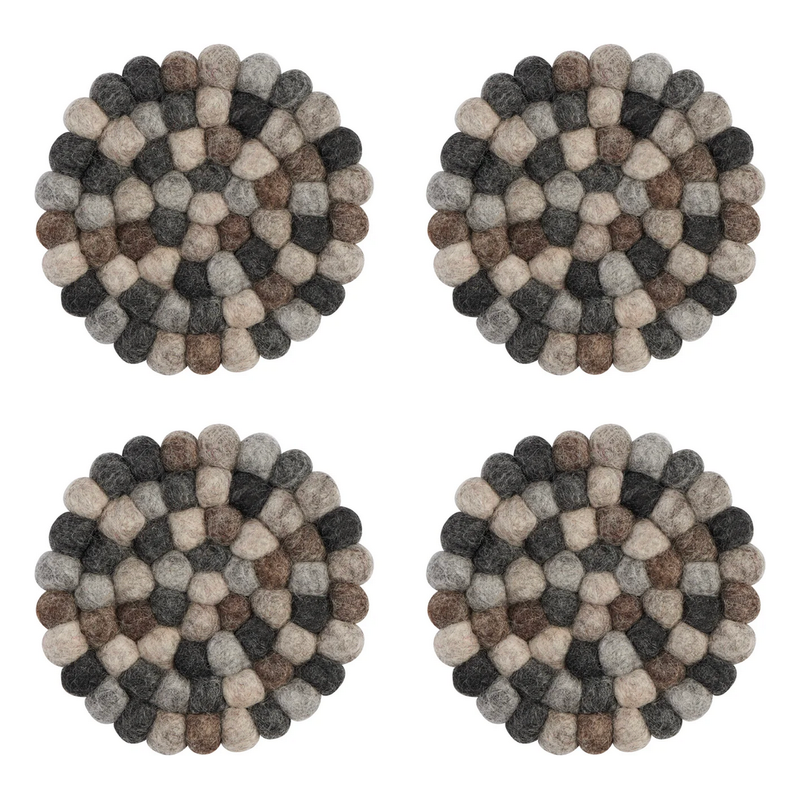 Modwool Felt Coaster in Taupe/White - Set of 4