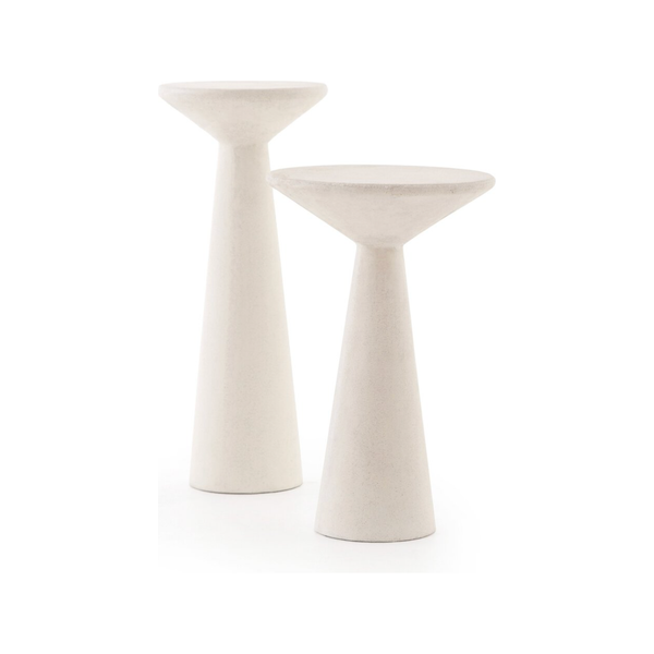 Ravine Concrete Accent Tables in Parchment White (Set Of 2)