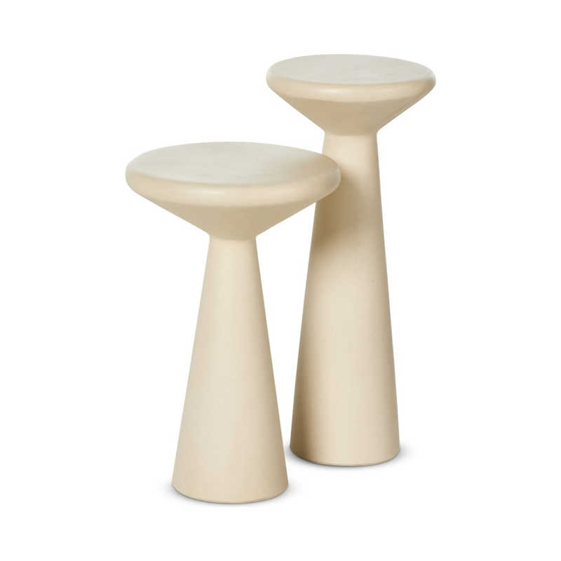 Ravine Concrete Accent Tables in Parchment White (Set Of 2)