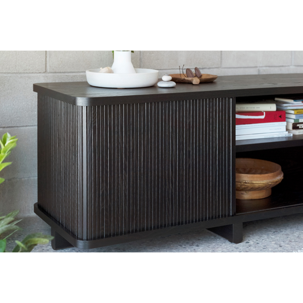 Tambour Credenza 86" in Black